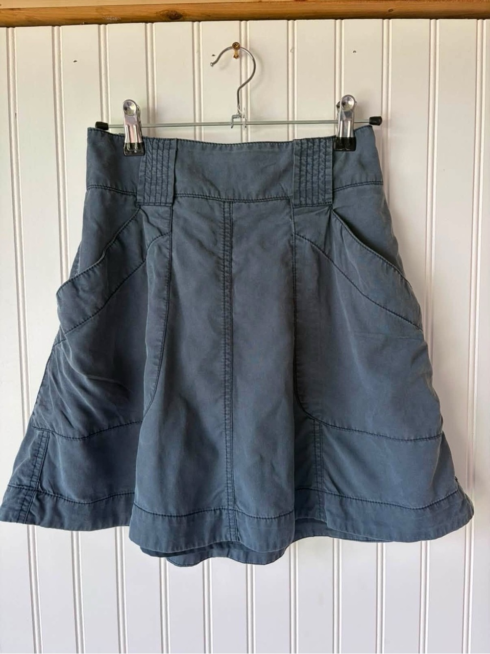 HD in Paris Slate Blue A-Line Skirt with Pockets